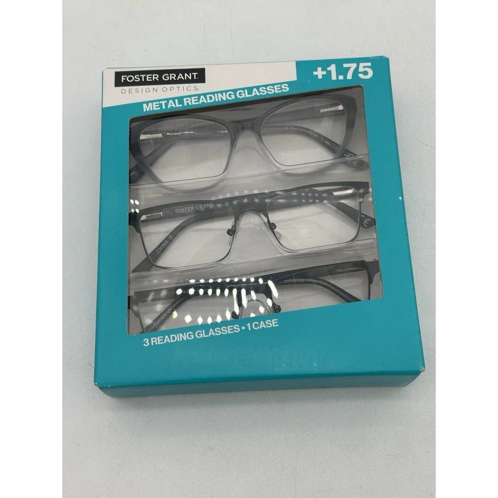 Foster Grant 3 pack metal Reading glasses +1.75